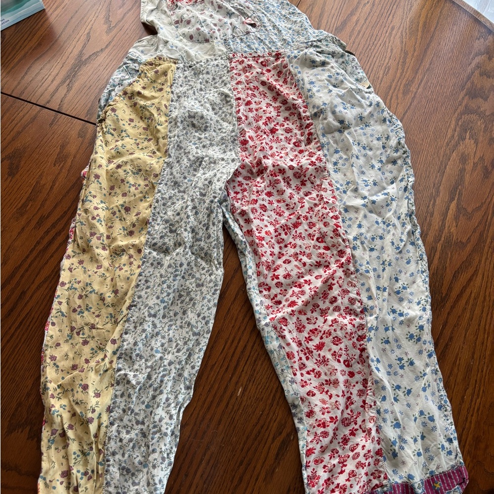 Sacred Threads Overalls Romper Patchwork Boho Hip… - image 1
